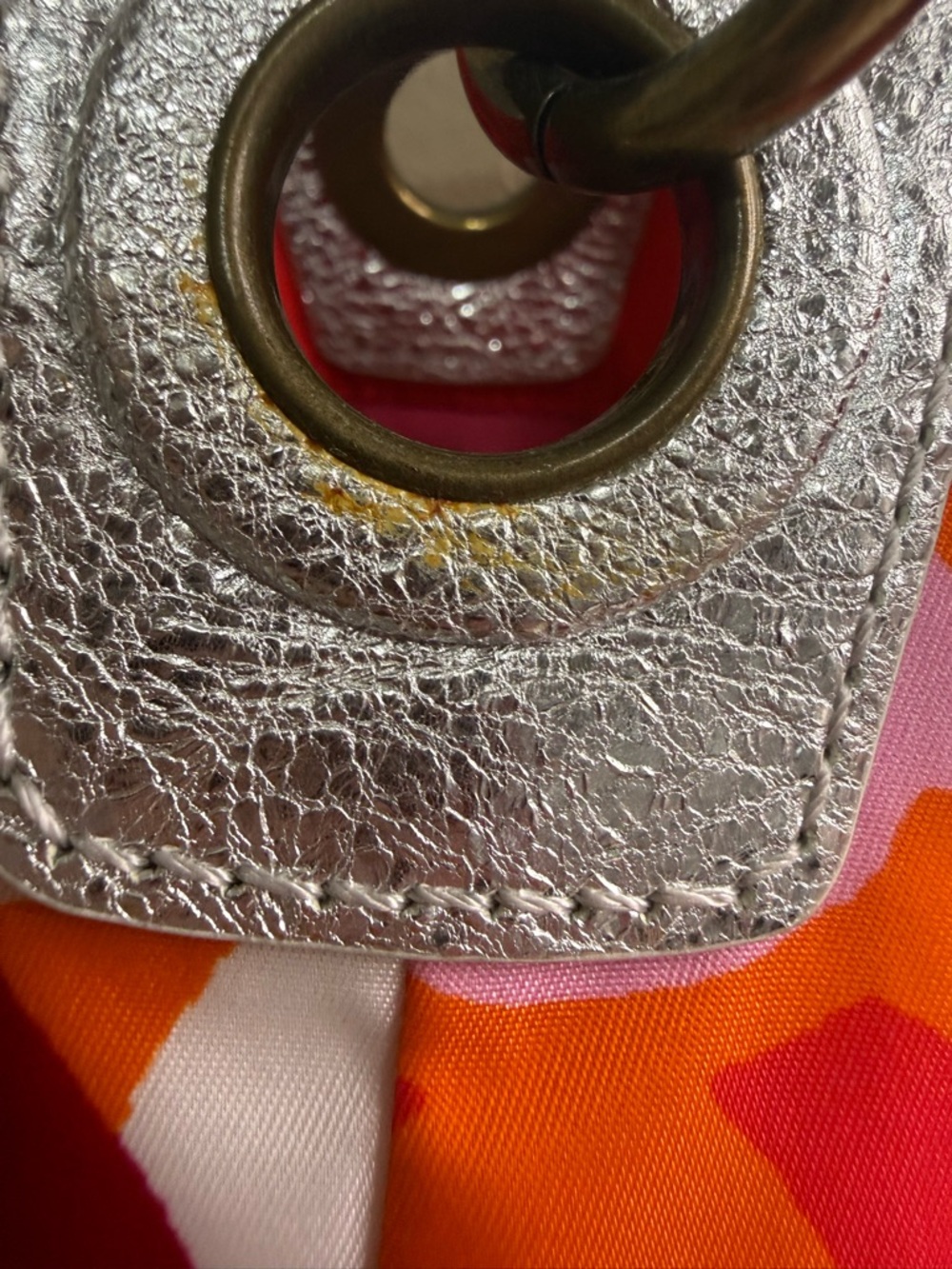 Coach Poppy Red Pink Orange Graphic Tote with Chain Straps - Picture 9 of 9